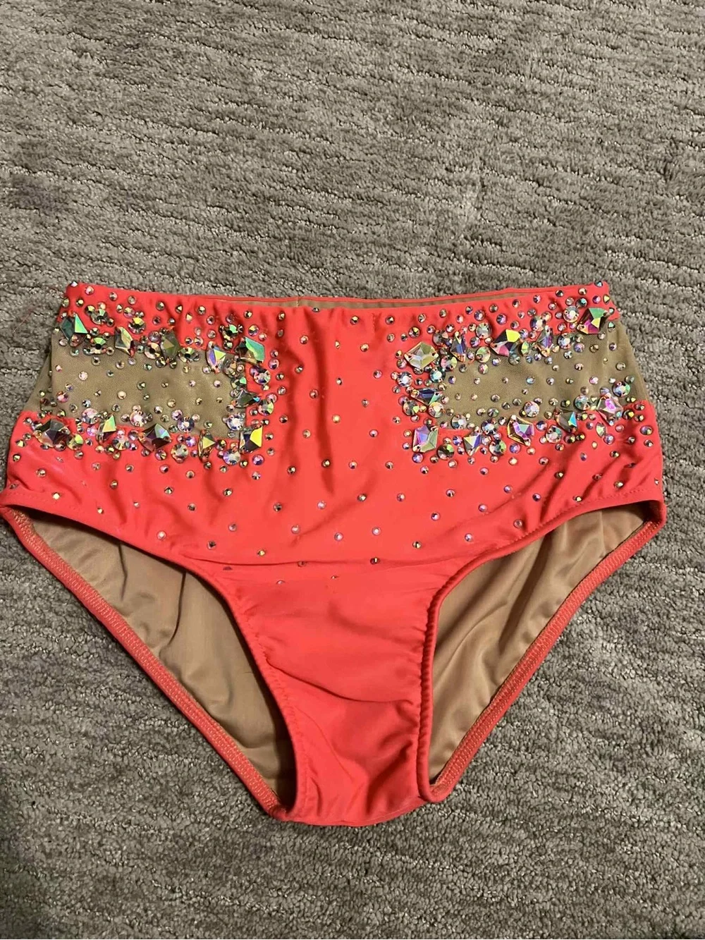 Glamour Coral Dance Two-Piece Costume with stones and arm bands